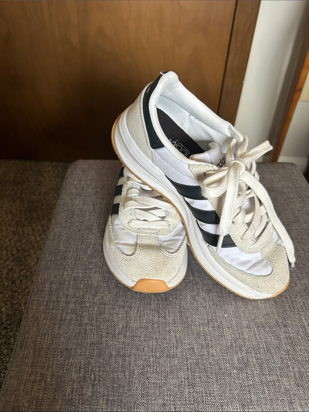 adidas Women's White Sneakers with Black Three-Stripes